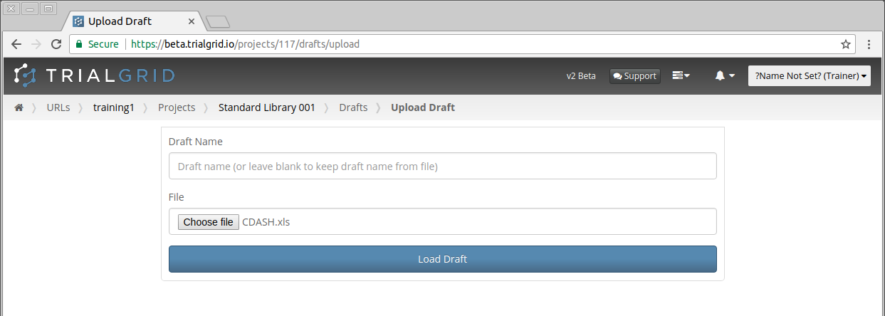 Select Draft to Load